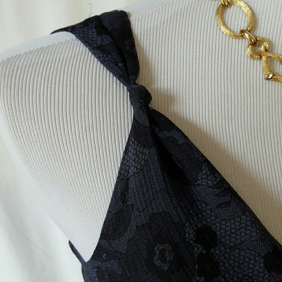 Express black plum silk floral lace top - Picture 3 of 8